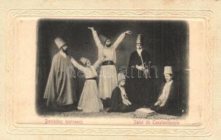 Constantinople, Istanbul; Derviches tourneurs / Dervish dancers. Art Nouveau, Emb. frame