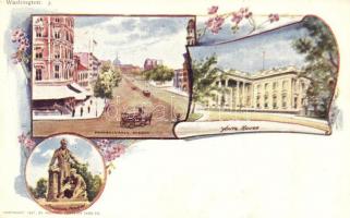 Washington, White House, Freedoms Memorial, Pennsylvania Avenue. American Souvenir Card Co. 3. Art Nouveau, floral