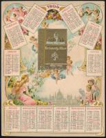 1904 Litografált, reklámos kártyanaptár. Vörösmarty Album reklámmal postán elküldve / Litho calendar 13x18 cm