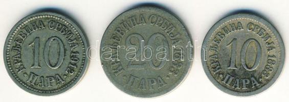 Szerbia 1883. 10P, 20P + 1912. 10P T:3