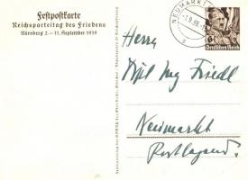 1939 Reichsparteitag Nürnberg. Feldpostkarte Reichsparteitag des Friedens / NSDAP German Nazi Party ...
