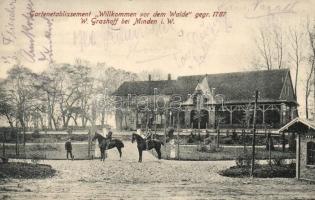 1916 Minden i. W., Gartenetablissement Willkommen vor dem Walde gegr. 1787, W. Gasthoff / forest restaurant and hotel (EB)