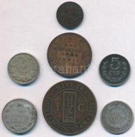 7db-os vegyes külföldi érme tétel, érdekesebb darabokkal és 2db Ag érmével, közte Francia Kokinkína ...