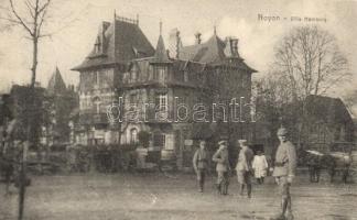 1915 Noyon, Villa Hamburg. WWI German military camp, soldiers