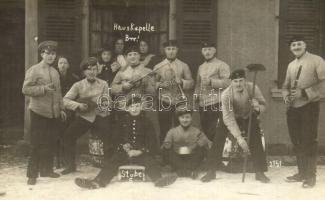 1915 Hauskapelle Brr! / WWI German military, soldiers music band, humour. group photo