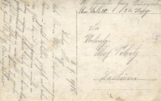 1916 WWI German military field kitchen with soldiers. photo