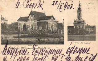 1903 Máramarossziget, Sighetu Marmatiei; Sugár úti villa, Római katolikus templom. Kiadja Kaufmann Ábrahám / villa, Catholic church (fa)