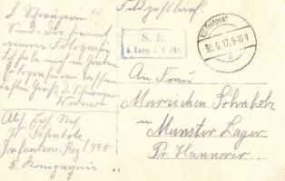 1917 WWI German military, soldierwith grenade belt. photo + S.B. 5. Komp. I.R. 420