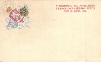 V Upomínku na prohlásení ceskoslovesnkého Státu dne 28. Ríjna 1918 / In memory of the declaration of the Czechoslovak state. Coat of arms, Emb.