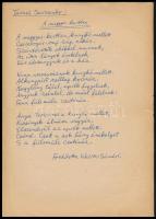 Weöres Sándor (1913-1989) költő, író saját kezű, tintával írt kézirata: tarasz Sevcsenko: A meggyes-kertben című versének műfordítása.