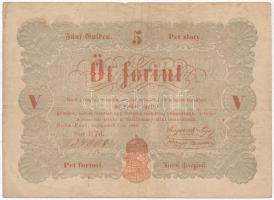 1848. 5Ft Kossuth bankó vörösesbarna T:III  Adamo G109