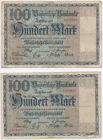 Németország / Weimari Köztársaság / Bajorország 1922. 100M (2x) T:III- Germany / Weimar Republic / Bavaria 1922. 100 Mark (2x) C:VG