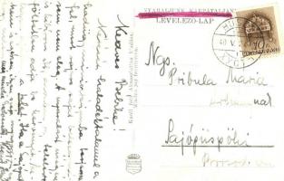 Rahó, Rakhiv; Hucul földműves, háttérben Rahó / Hutsul farmer, Transcarpathian folklore + kétnyelvű ...