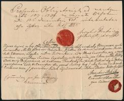 1831 Kötelezvény, rajta Rehák József ügyvéd aláírásával, viaszpecsétekkel