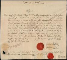 1831 Kötelezvény, rajta Rehák József ügyvéd aláírásával, viaszpecsétekkel