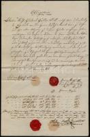 1824 Bortermelői számla, viaszpecsétekkel