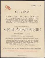 1921-1924 Meghívó a Műegyetemi Athlétikai és Football-Club Mikulás-táncestélyére, borítékkal, 2 db