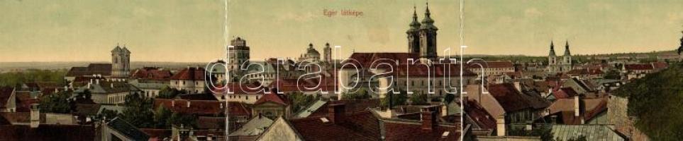 Eger, Három részes panorámalap. Wahlk Adolf kiadása / 3-tiled panoramacard