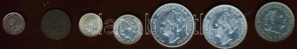 Hollandia 1902-1969. 1c, 12c, 10c Ag, 25c Ag, 1G Ag (2klf), 1G T:2,2/3 Mind klf évszámmal!