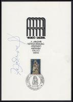 Amerigo Tot(1909-1984): aláírása saját kiállítási emléklapján alkalmi bélyegzéssel