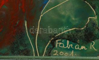 Fábián Rózsa (1929-): Két bokor. Tűzzománc, fémlemez, jelzett, keretben, 21×32 cm