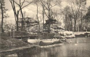 Budapest XIV. Városliget, Budapest Székesfővárosi Állatkert, a hattyúk szigete. A Magyar Földrajzi Intézet rt. kiadása Székesfőv. állatkerti sorozat 44. sz. (EK)