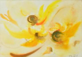 Azaduhi Varduca-Horenian (?-): Virág tánc. Akvarell, papír, jelzett, üvegezett keretben, 23×32 cm