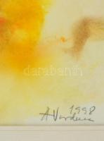 Azaduhi Varduca-Horenian (?-): Virág tánc. Akvarell, papír, jelzett, üvegezett keretben, 23×32 cm