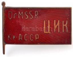 Szovjetunió ~1920-1930. Krími Autonóm Terület Szovjet megbízott zománcozott fém jelvény (32x16mm) T:2 /  Soviet Union ~1920-1930. Crimean Autonomous Soviet Deputy enamelled metal badge (32x16mm) C:XF