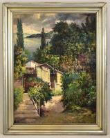 Tihanyi János Lajos (1892-1957): Kilátás a tengerre. Olaj, vászon, jelzett, fa keretben, 80×60 cm