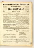 1859 Kasa-Eperjesi Értesítő (Kaschau-Eperieser Rundschaftsblatt) teljes évfolyama könyvbe kötve, dön...