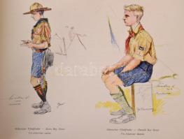 1925 Az 1924-es dániai Jamboree részvevőiről, eseményeiről készített rajzok, 4 színes táblával, a ra...