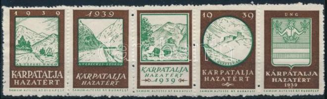 1939 Kárpátalja hazatért levélzáró 5-ös csík / label stripe of 5