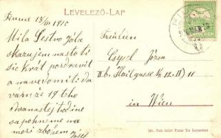 1910 Pannónia kivándorlási hajó a fiume-i kikötőben. Reis Isidor kiadása / Cunard Line SS Pannonia /...