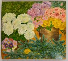 Pekáry jelzéssel: Virágcsendélet. Olaj, farost, 61×68 cm