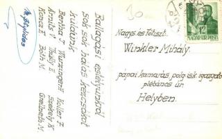 1943 Győr, Kálvária úti leányiskola, ballagási estélyről küldött felvétel, hátoldalon nevek. photo