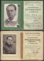 1936-1944 Magyar Királyi Államvasutak által kiállított bérletjegy igazolványok, 3 db