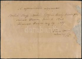 1857 Tompa Mihály (1817-1868) költő, hanvai református lelkész kézzel írt, aláírt sorai személyi adatokkal a népszámláláshoz