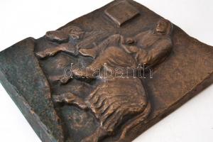 Medgyessy Ferenc (1881-1958): Kőrősi Csoma Sándor.  Öntött, patinázott bronz falikép, jelzett, 34×28...