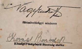 1945 Az Ideiglenes Nemzeti Kormány nagybirtokrendszer megszüntetéséről szóló rendelete alapján kiado...