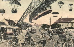 1911 Celldömölk, a jövőben montázslap / in the future montage (fa)