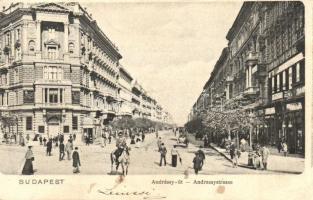 1903 Budapest VI. Andrássy út, takarékpénztár, Fonciere pesti biztosító, földalatti vasút megállóhelye, üzletek (EK)