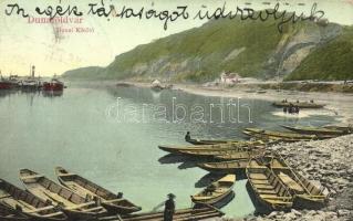 1911 Dunaföldvár, Dunai kikötő, gőzhajók, csónakok, Somló Manó kiadása + Ménesmajor M.Á.V.