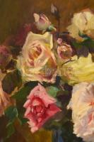 Edvi Illés Aladárné, Karády Etel (1877-1963): Virágcsendélet 1936. Olaj, karton, jelzett, sérült ker...