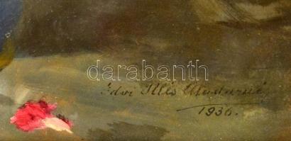 Edvi Illés Aladárné, Karády Etel (1877-1963): Virágcsendélet 1936. Olaj, karton, jelzett, sérült ker...