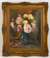 Edvi Illés Aladárné, Karády Etel (1877-1963): Virágcsendélet 1936. Olaj, karton, jelzett, sérült ker...