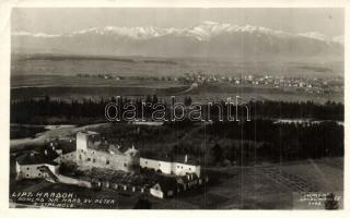 Liptóújvár, Liptovsky Hrádok; Pohlad na Hrad, Sv. Peter a Lipt. Hole / látkép, várrom, Szentpéter község a távolban / general view, castle ruins, Liptovsky Peter in the distance. Lumen 1148. (EK)