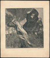Franz von Bayros (1866-1924): Erotikus grafika.  Heliogravúr, papír, jelzett a nyomaton (Glühwürmchen), 17x18 cm