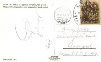 Léva, Levice; Várrom a csehek kivonulása után. Foto Hajdu / castle ruins  + 1938 Léva visszatért So....