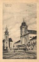 Rozsnyó, Roznava; Hlavné námestie / Fő tér, templomok / main square, churches (EK)